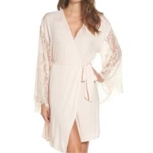 Chelsea28 Nordstrom Womens Robe Cream Lace Kimono Sz L Lingerie Feminine Bridal